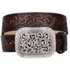 Women's Ariat® Rhinestone Filigree Brown Tooled Belt