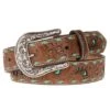 Ladies 1.5in. Belt With Turquoise Underlay And Buckstitch -HORSE TACK Store 96860 default l