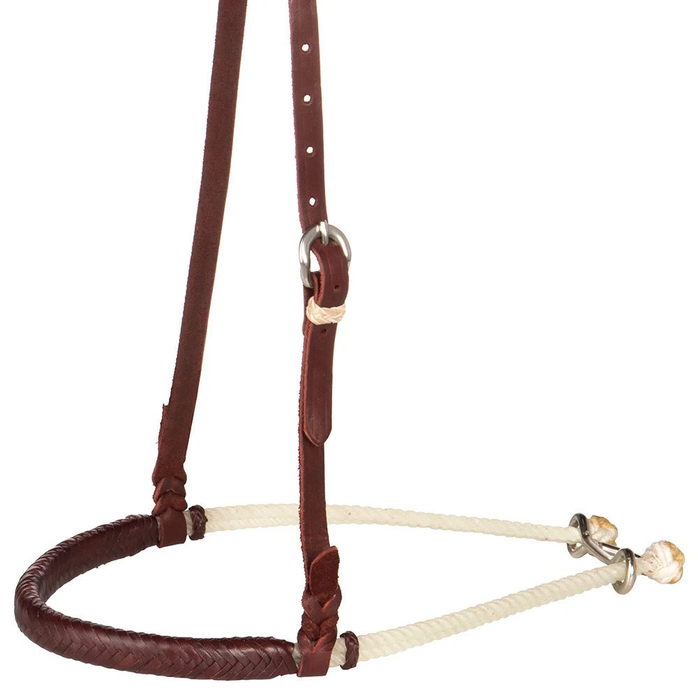 NRS Brown Leather Braided Double Rope Noseband 3 NRS Brown Leather Braided Double Rope Noseband