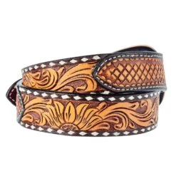 Rafter T Ranch Company Womens Floral/Sunflower Tooled Belt -HORSE TACK Store BT600 2