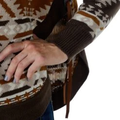 Cotton And Rye Outfitters Women's Southwestern Knit Concho Tassel Sweater -HORSE TACK Store CRK526M 03