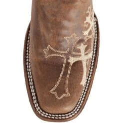 Circle G Women's Brown And Beige Cross Embroidered Cowgirl Boots 7 Circle G Women's Brown And Beige Cross Embroidered Cowgirl Boots -HORSE TACK Store L5042 toe