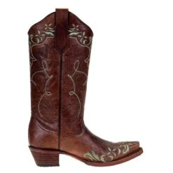 Circle G Women`s Brown/Turq Embroidere Snip Toe Boot -HORSE TACK Store L5493 9846