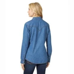 Wrangler Women's Denim Snap Shirt -HORSE TACK Store LW7006D 2