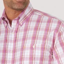 Wrangler Classic White/Purple Plaid Shirt 8 Wrangler Classic White/Purple Plaid Shirt -HORSE TACK Store MG2011P 3