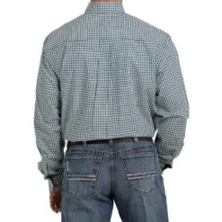 Cinch Men's Teal & Gold Plaid Long Sleeve Buttondown -HORSE TACK Store MTW1105344 3