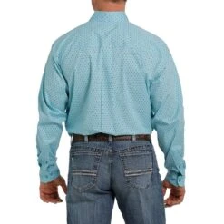 Cinch Men's Light Blue Print Long Sleeve Buttondown With Stretch -HORSE TACK Store MTW1105364 3