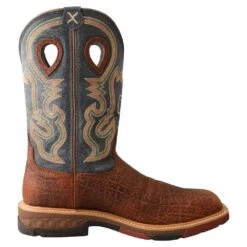 Twisted X Men`s Distressed Saddle 12` Peacock Alloy Square Toe Work Boot -HORSE TACK Store MXBA005 4