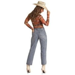 Rock & Roll Denim Womens Distressed Straight Crop -HORSE TACK Store RRWD9HR100 02