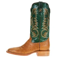 R Watson Boots Men's R Watson Antique Saddle Smooth Ostrich 13in. Forrest Green Top Boot -HORSE TACK Store RW5003 2 2