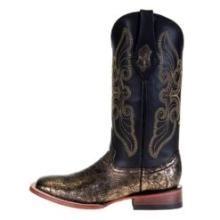 Ferrini Womens Black And Gold Square Toe Boot -HORSE TACK Store S12 2