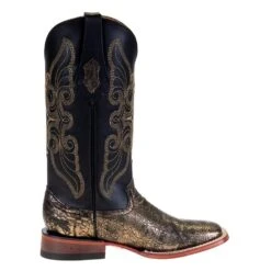 Ferrini Womens Black And Gold Square Toe Boot -HORSE TACK Store S12 4