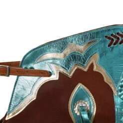Saddle Barn Tack Brown Turquiose And Gold Rodeo Chaps 8 Saddle Barn Tack Brown Turquiose And Gold Rodeo Chaps -HORSE TACK Store SB27 10BTG 2