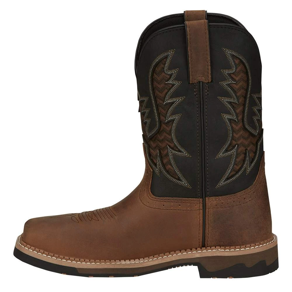 Justin Boots Men`s Stampede Bolt Pecan Water Buffalo 11` Black Water Buffalo Soft Toe 5 Justin Boots Men`s Stampede Bolt Pecan Water Buffalo 11` Black Water Buffalo Soft Toe - Image 3