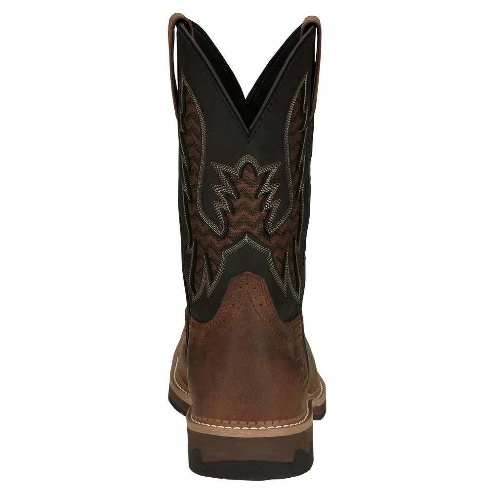 Justin Boots Men`s Stampede Bolt Pecan Water Buffalo 11` Black Water Buffalo Soft Toe 6 Justin Boots Men`s Stampede Bolt Pecan Water Buffalo 11` Black Water Buffalo Soft Toe - Image 4