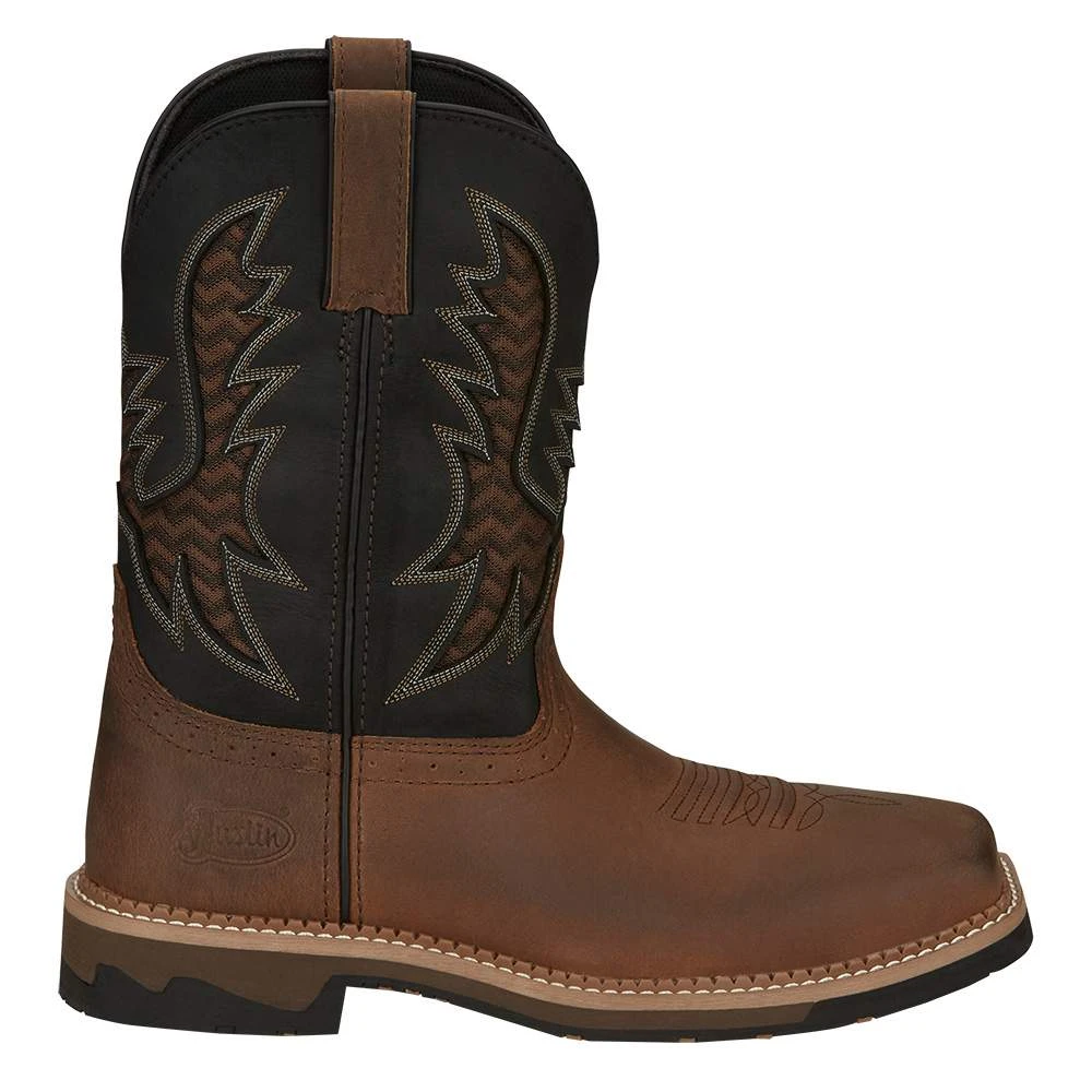 Justin Boots Men`s Stampede Bolt Pecan Water Buffalo 11` Black Water Buffalo Soft Toe 7 Justin Boots Men`s Stampede Bolt Pecan Water Buffalo 11` Black Water Buffalo Soft Toe - Image 5