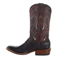 Tanner Mark Boots Men`s Matte Black Caiman Belly 12` Toscana Rojo Top Square Toe Boot -HORSE TACK Store TM207039 3