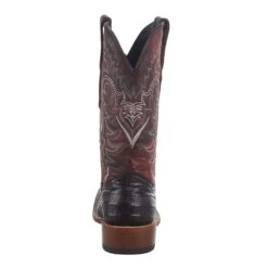 Tanner Mark Boots Men`s Matte Black Caiman Belly 12` Toscana Rojo Top Square Toe Boot -HORSE TACK Store TM207039 4