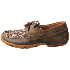Twisted X Women's Distressed Leopard Bomber Boat Shoes -HORSE TACK Store WDM0057 2