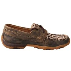 Twisted X Women's Distressed Leopard Bomber Boat Shoes -HORSE TACK Store WDM0057 4