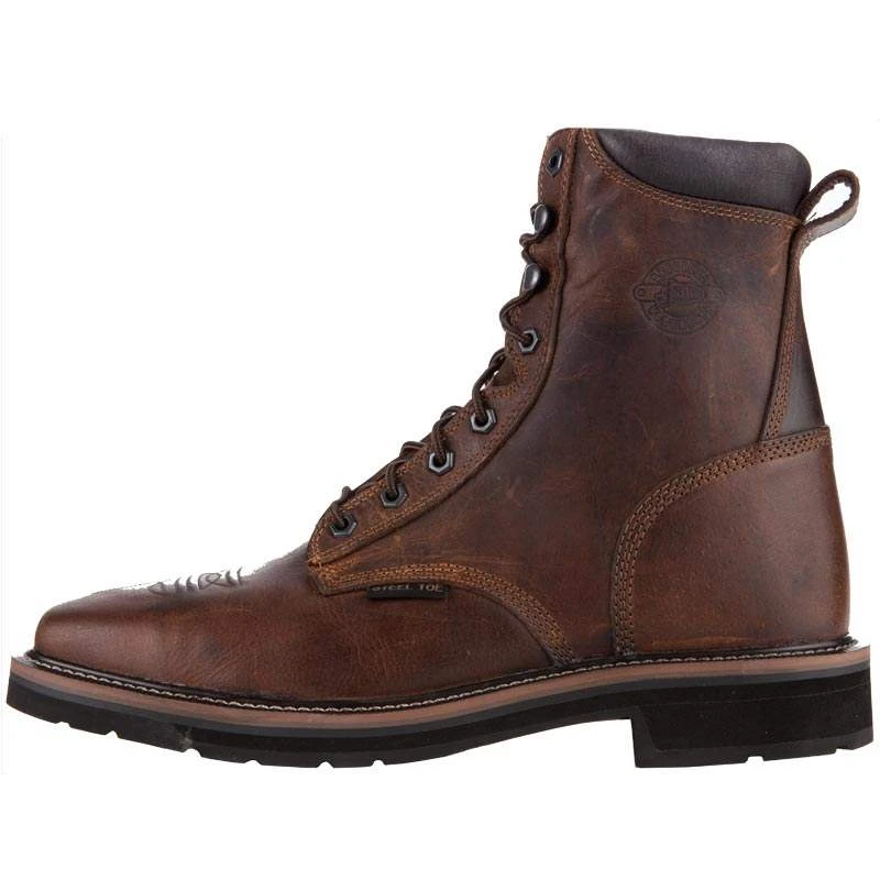 Justin Boot Company Mens Rugged Tan Steel Toe Lace Up Work Boots 4 Justin Boot Company Mens Rugged Tan Steel Toe Lace Up Work Boots - Image 2