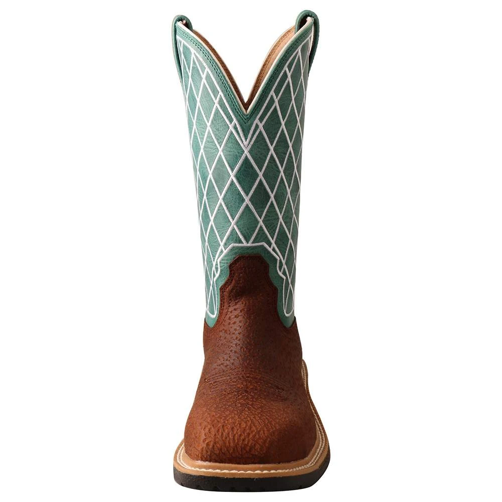 Twisted X Ladies Tobac 11` Turquoise Alloy Toe Square Toe Work Boot 3 Twisted X Ladies Tobac 11` Turquoise Alloy Toe Square Toe Work Boot