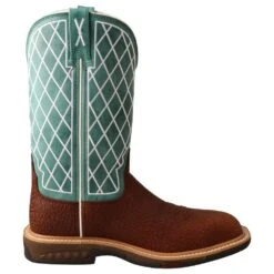 Twisted X Ladies Tobac 11` Turquoise Alloy Toe Square Toe Work Boot 9 Twisted X Ladies Tobac 11` Turquoise Alloy Toe Square Toe Work Boot -HORSE TACK Store WXBA002 4